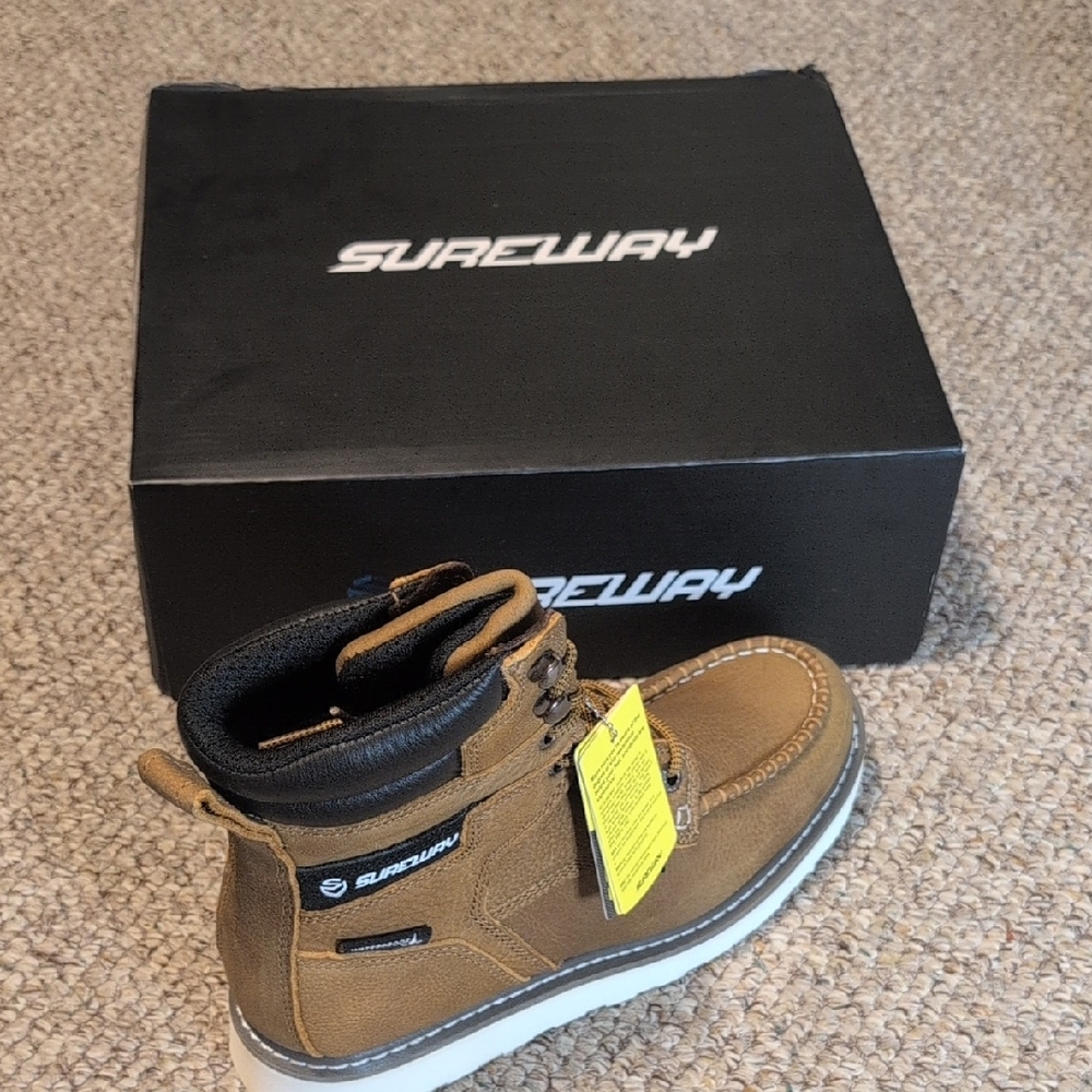 SUREWAY Mens Heavy Duty Leather Work Boots For Men LIMITED 819-WP Tobacco